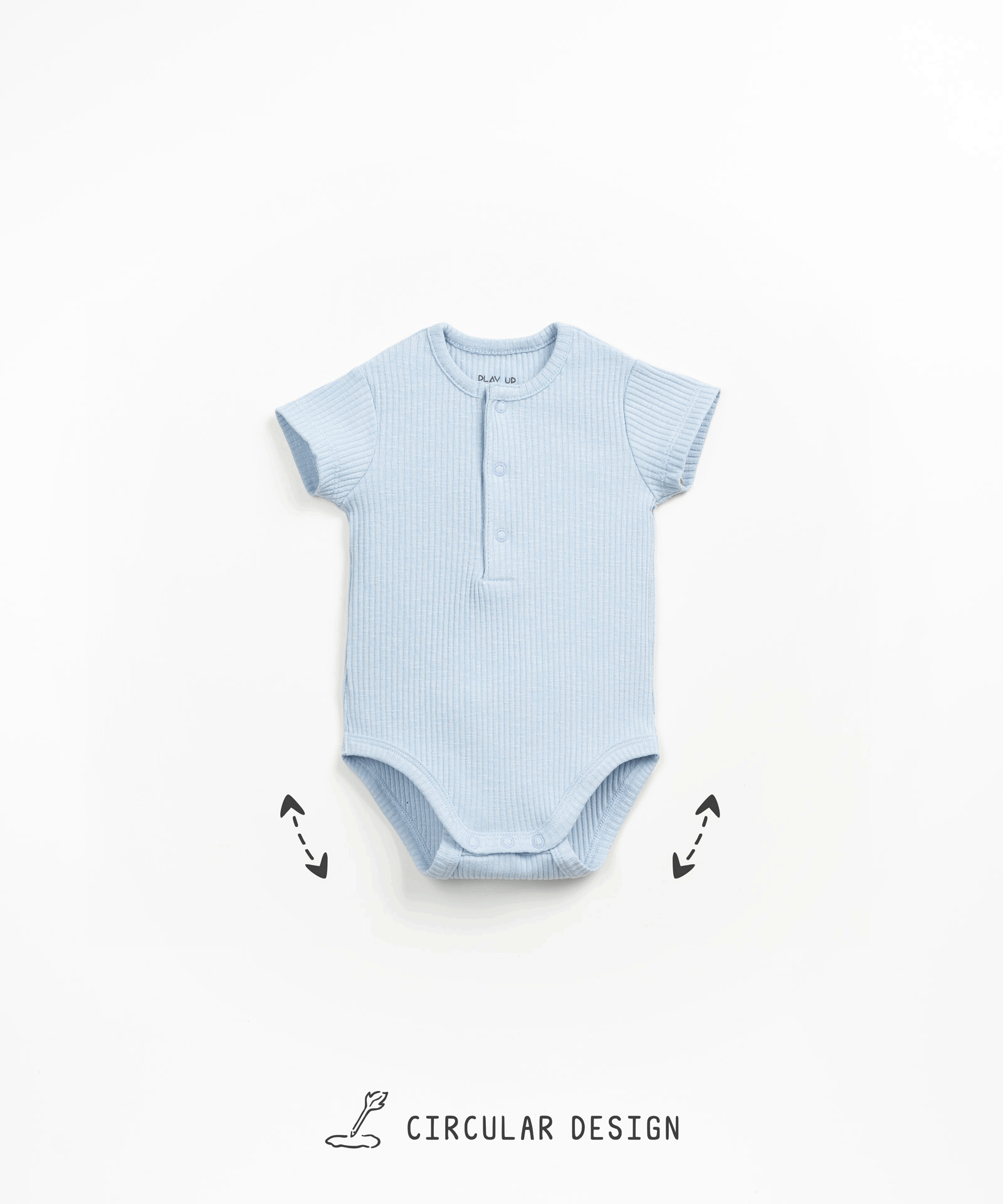 Organic cotton jersey bodysuit with coconut buttons