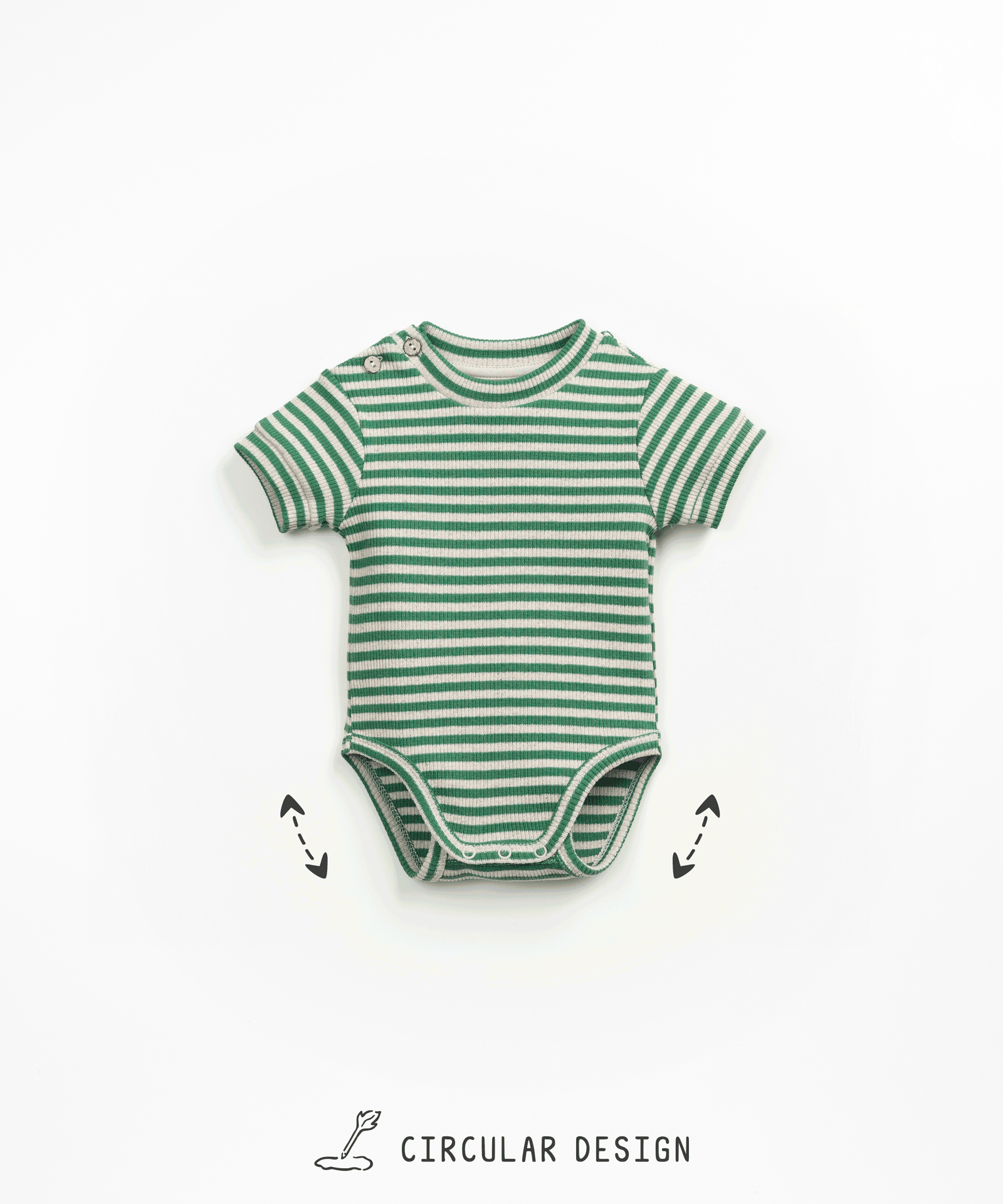 Knit bodysuit in organic cotton and hemp with horizontal stripes