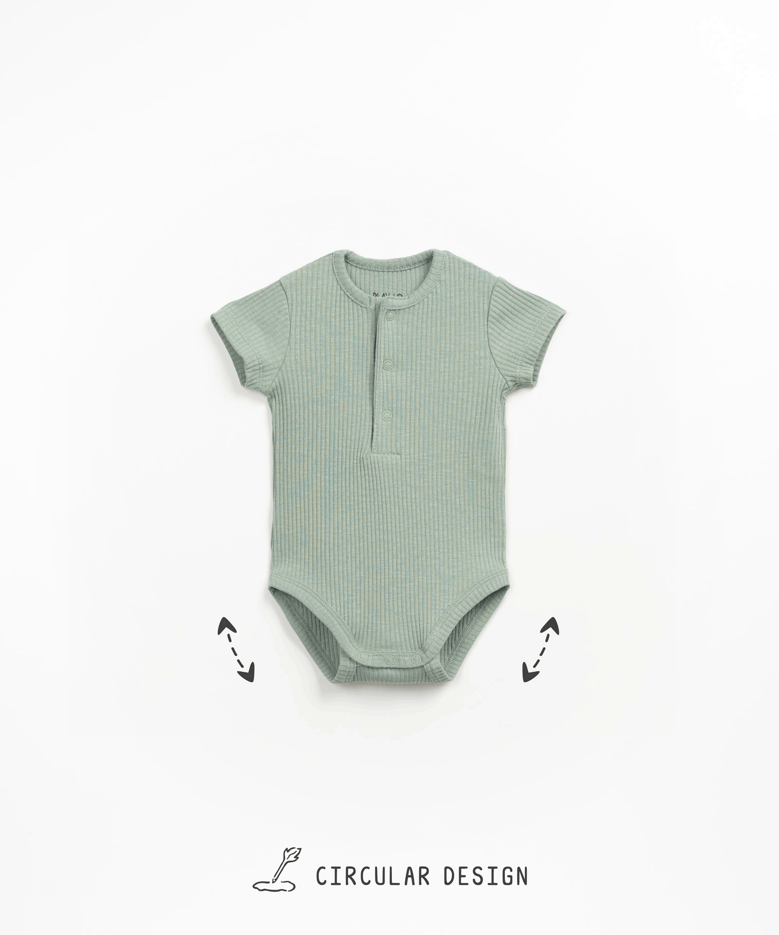 Organic cotton jersey bodysuit with coconut buttons
