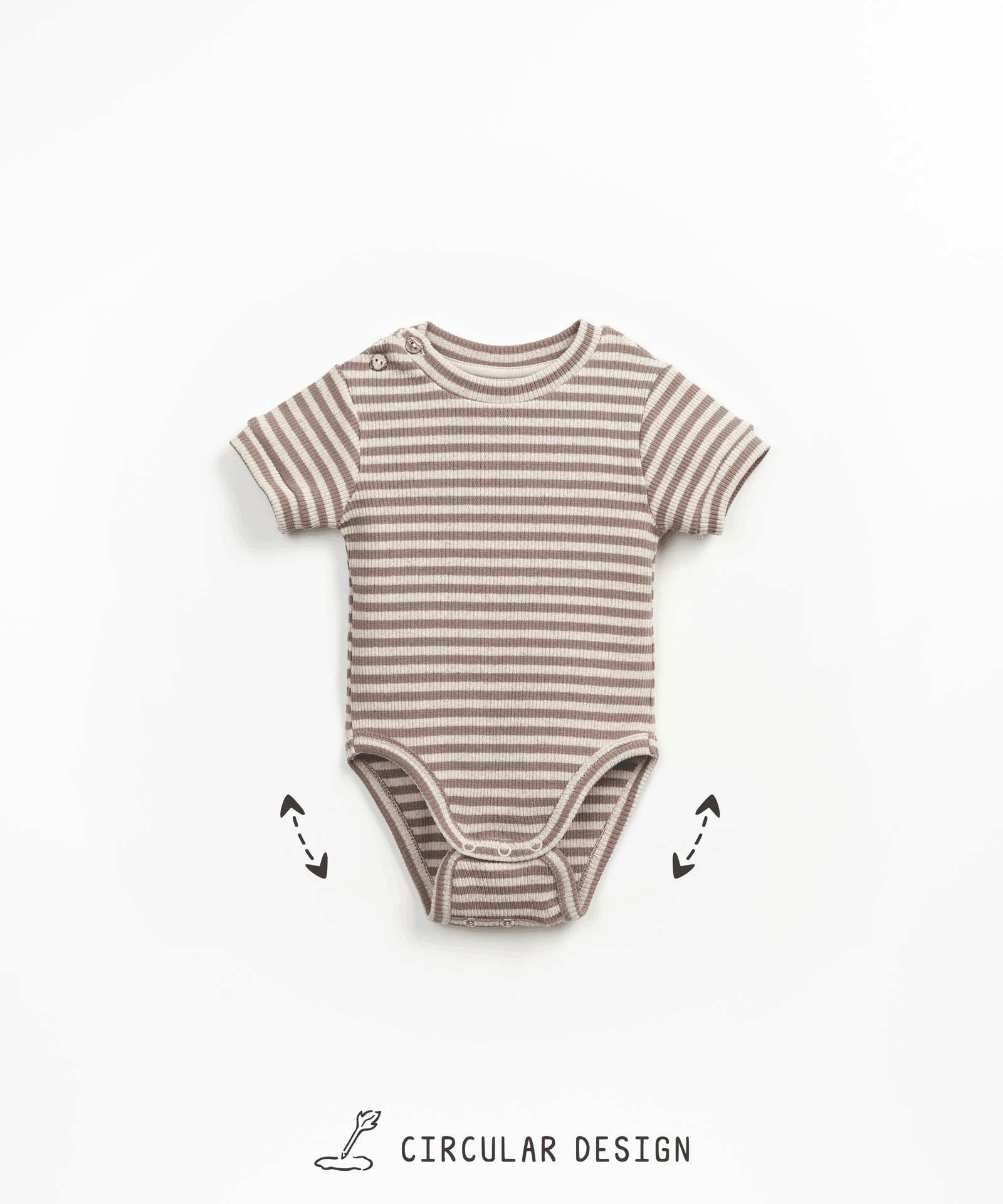 Jersey bodysuit in organic cotton and hemp with horizontal stripes