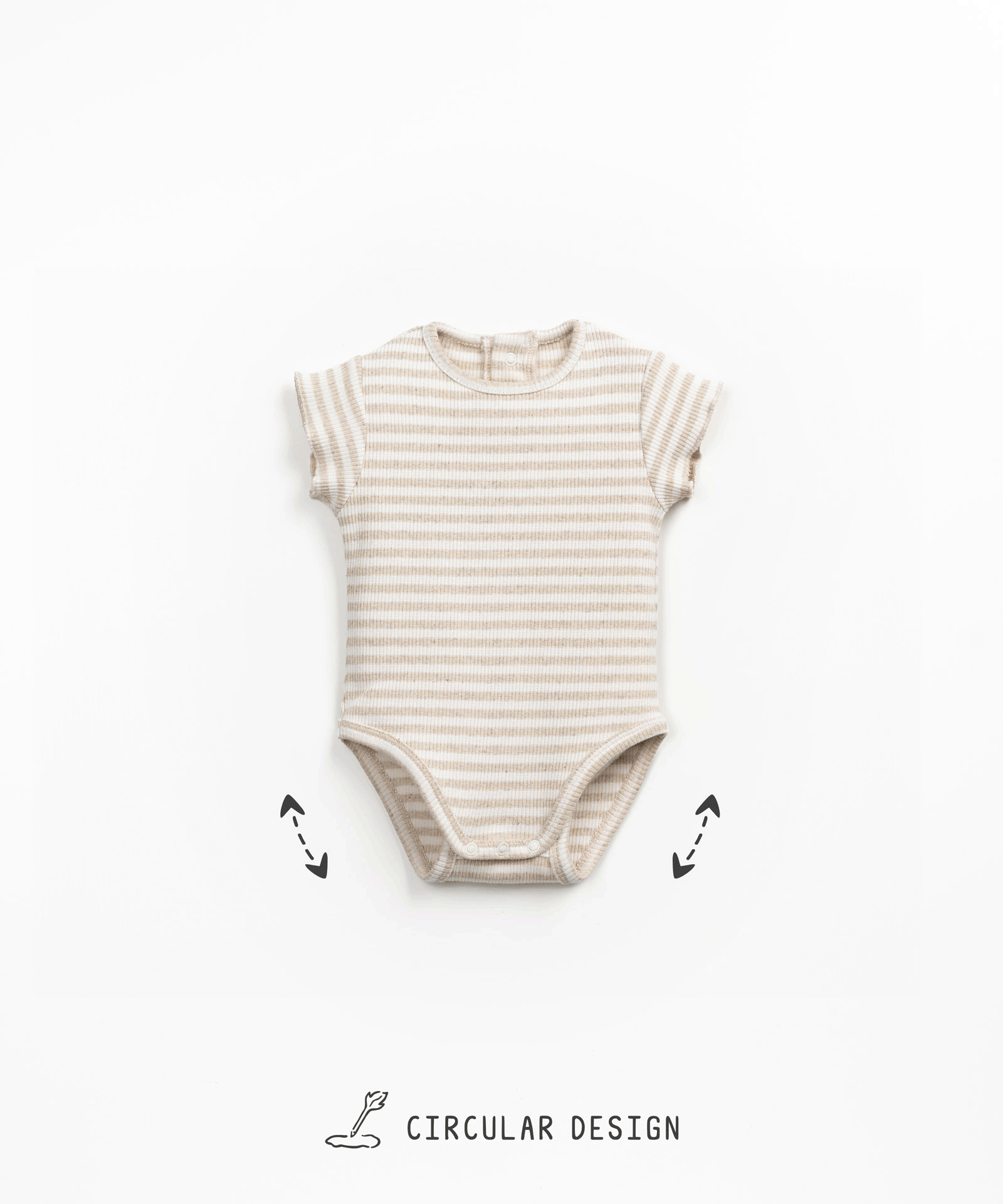 Short-sleeved bodysuit in organic cotton, hemp, and elastane