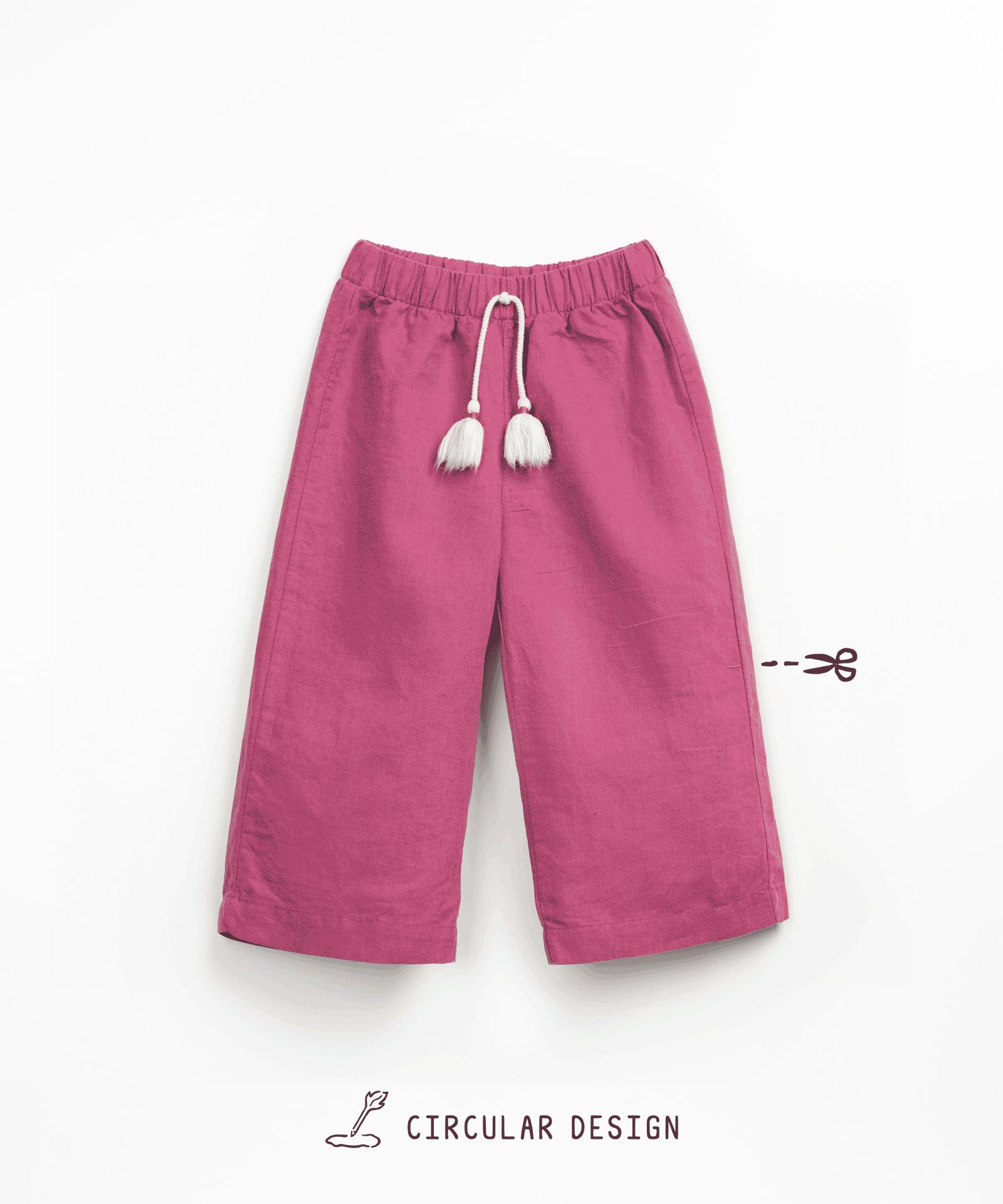 Wide trousers in linen and organic cotton with adjustable waist