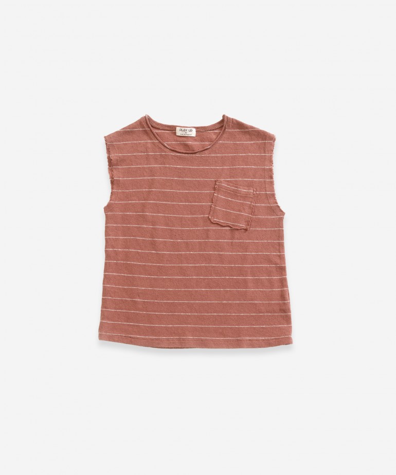 T-shirt sem mangas com riscas