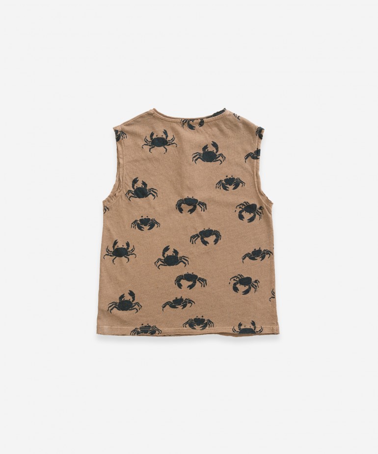 T-shirt sem mangas com estampado de caranguejos