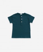 T-shirt in organic cotton with wooden buttons | Weaving