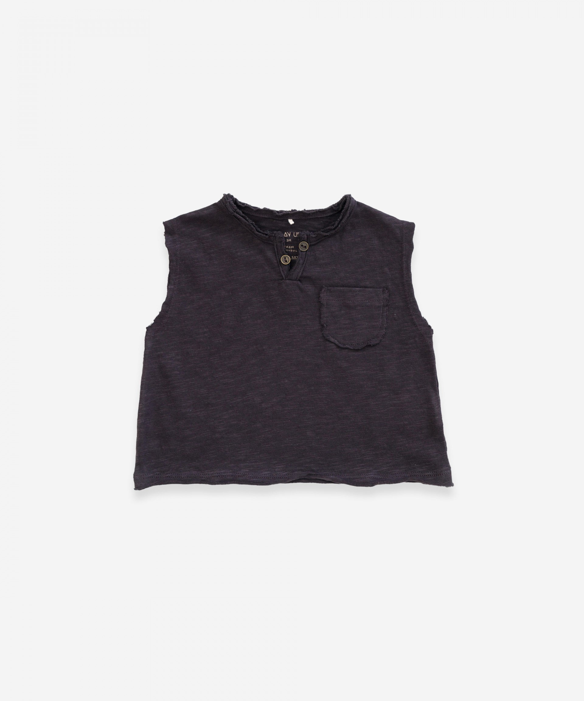 Sleeveless t-shirt in organic cotton | Weaving