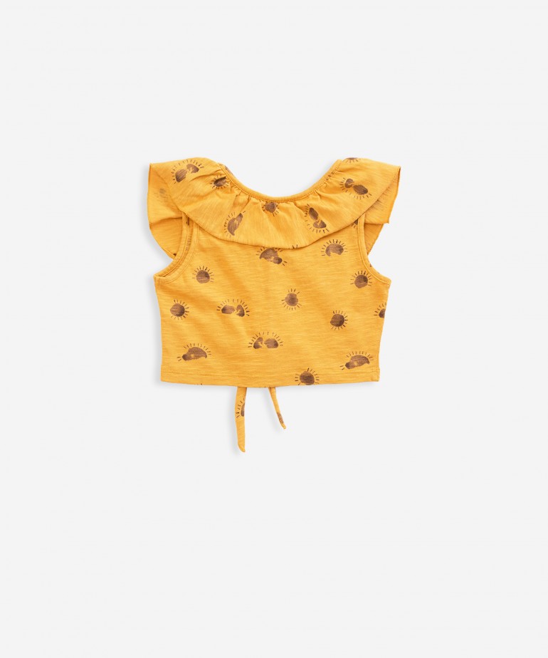 Camisola sem mangas com estampado e folho