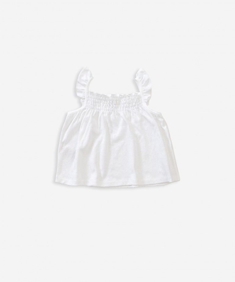 Camisola de alas com aplicao de folhos