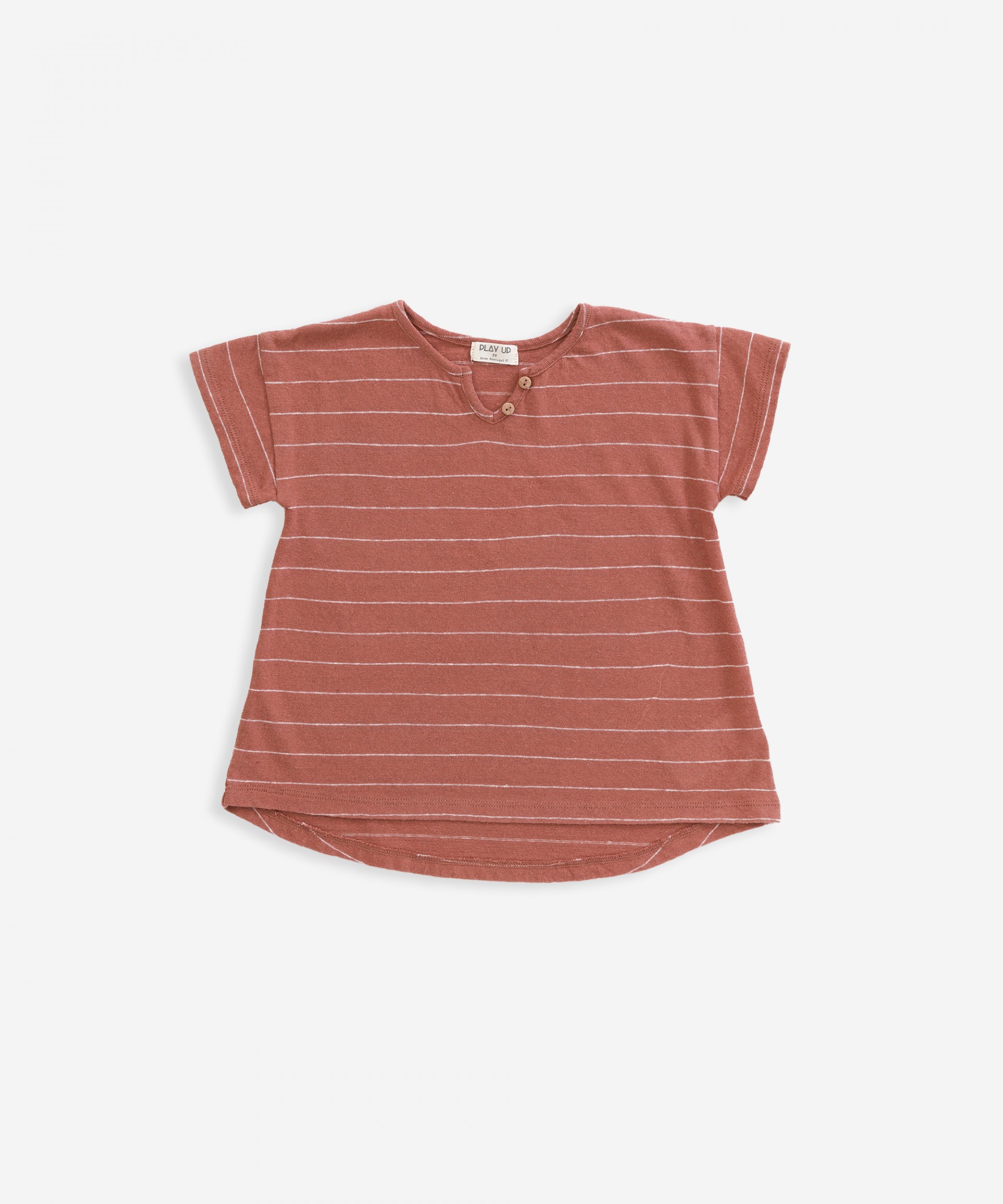 T-shirt em algod�o-linho com riscas | Weaving