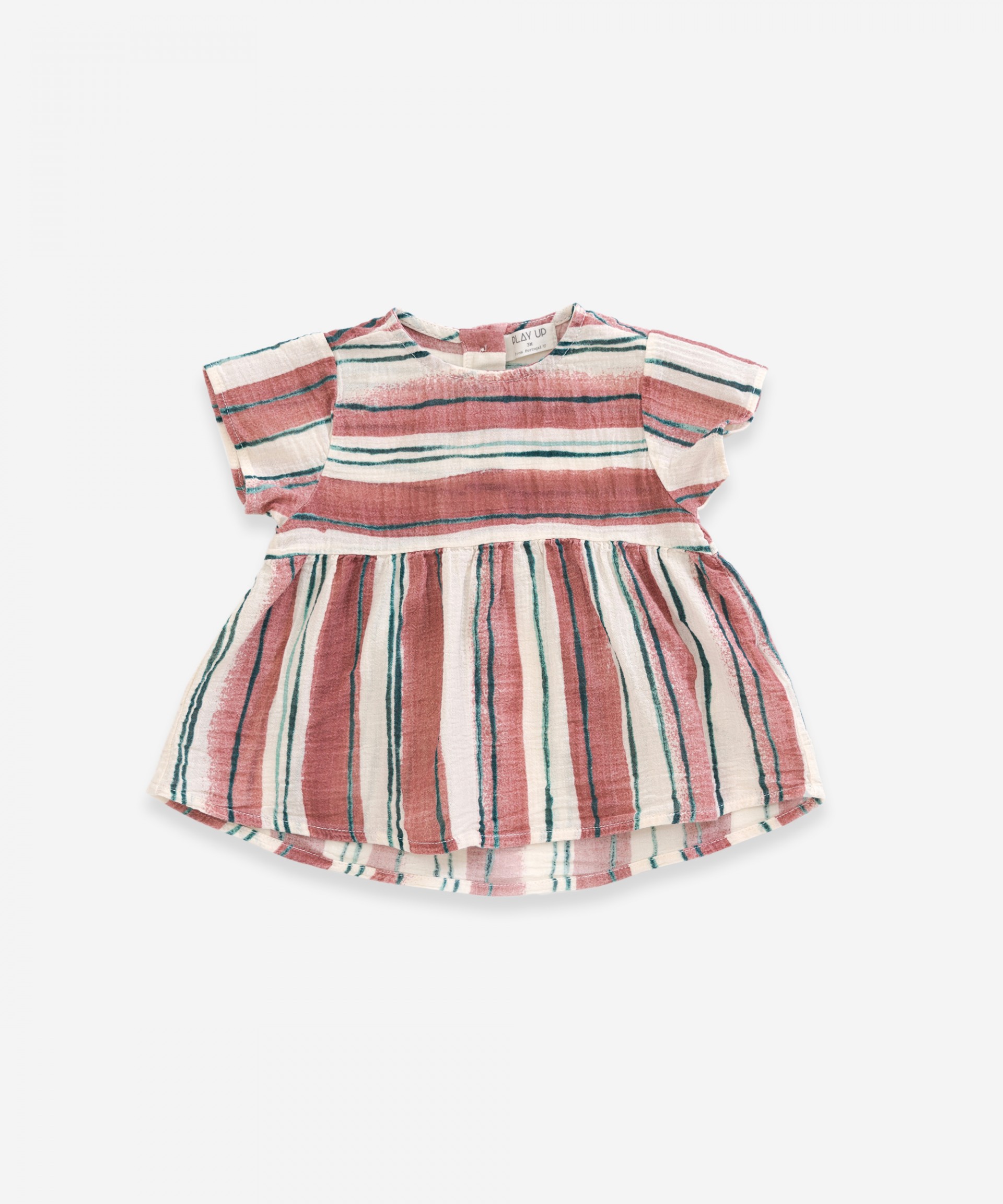 Cotton tunic with striped print | Weaving