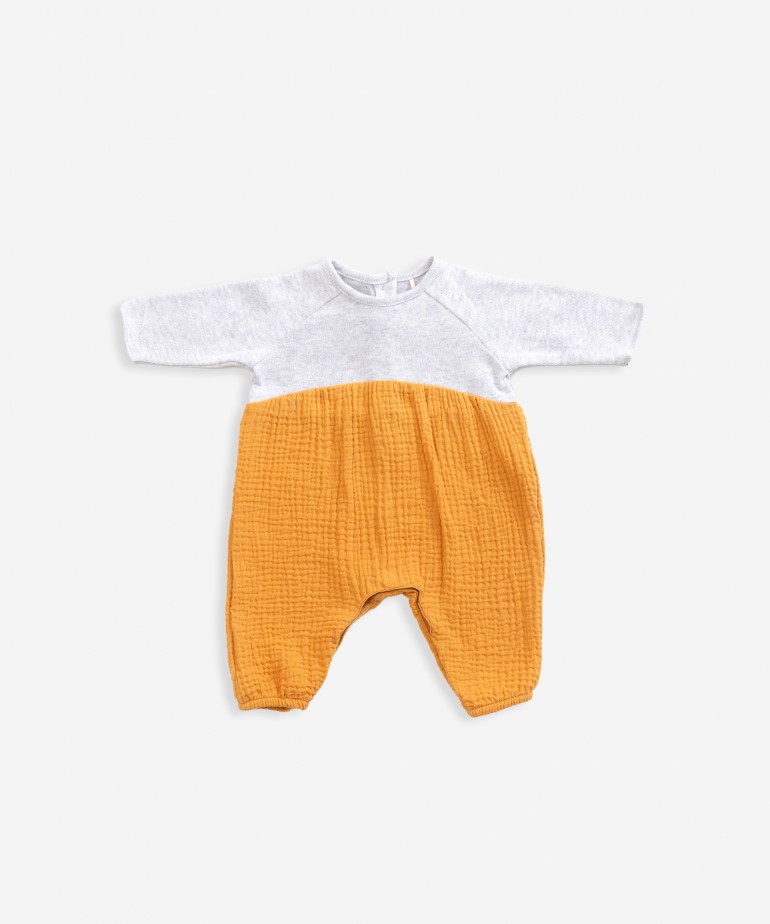 Knitted and fabric jumpsuit