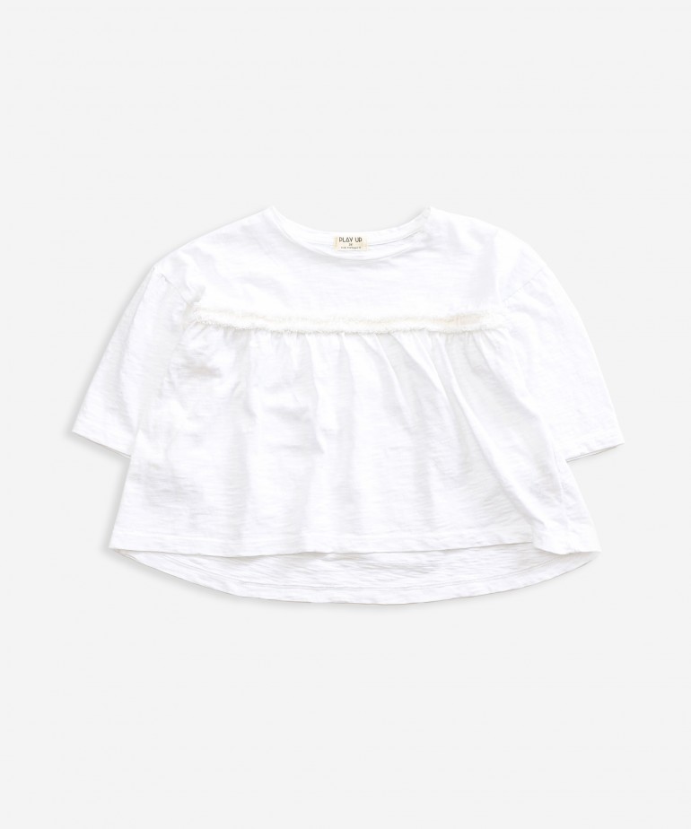 T-shirt de manga comprida com pormenor de encaixe