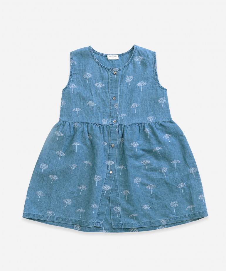 Vestido de ganga com estampado