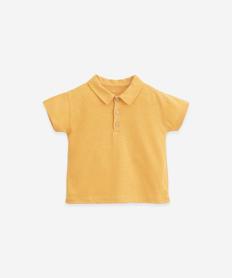 Polo shirt in organic cotton and linen