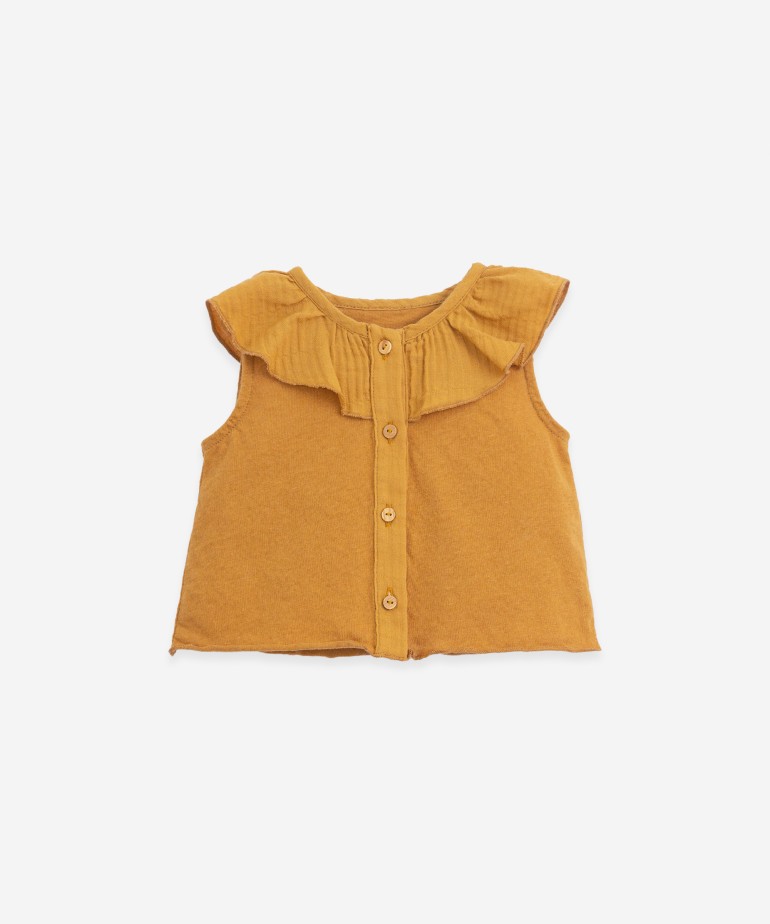 Mixed top in organic cotton and linen