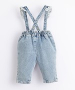 Denim dungarees with frill on the straps | Illustration