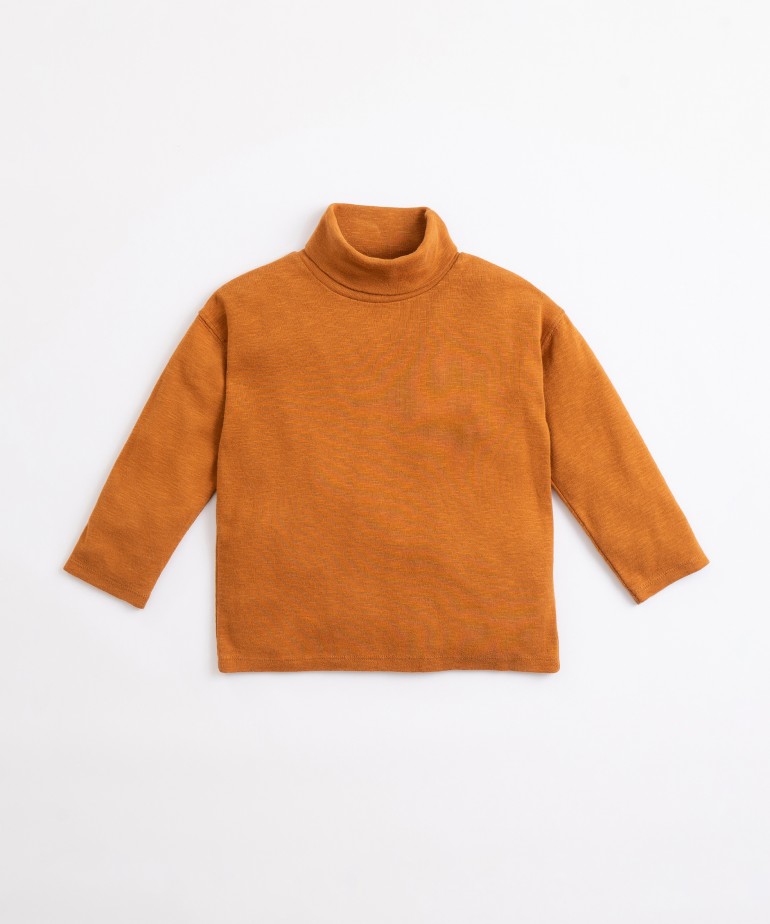 Jersey with polo neck in organic cotton
