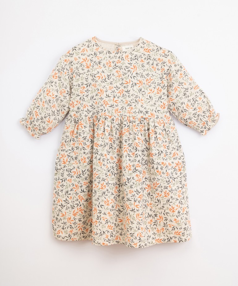 Woven dress with branches print