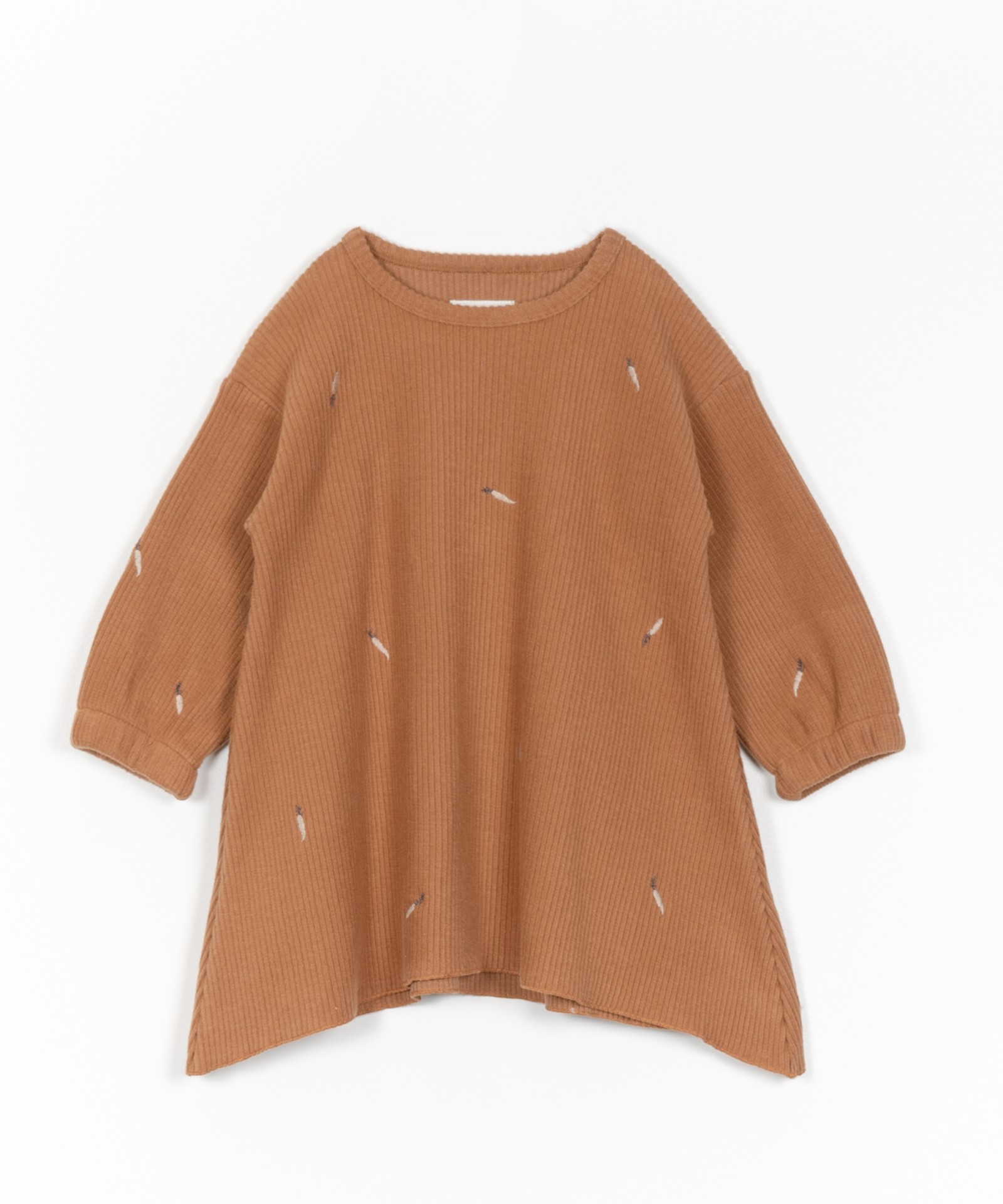 EMBROIDERY RIBBED DRESS