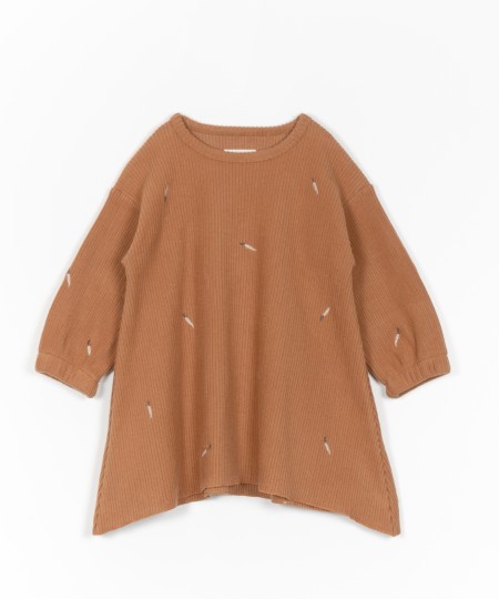 EMBROIDERY RIBBED DRESS - Image product