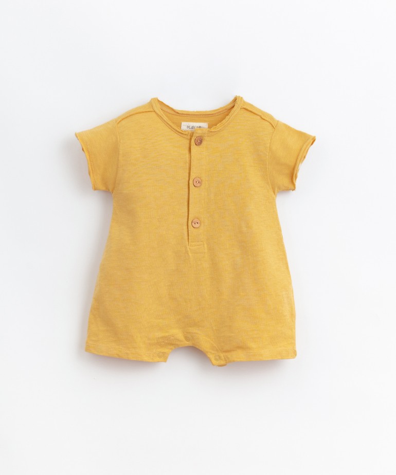 Jumpsuit in organic cotton with wooden buttons