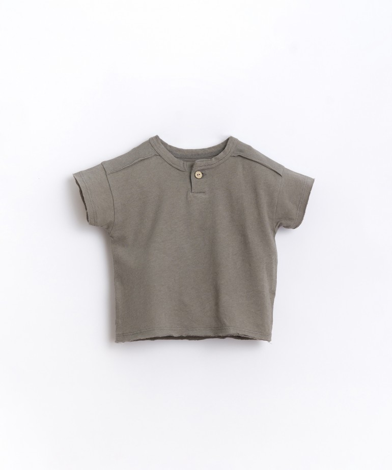 T-shirt in blend of organic cotton and linen