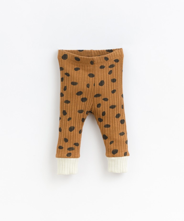 Leggings in blend of organic cotton and contrasting cuff