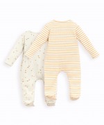 Set of 2 babygrows printed and striped | Basketry