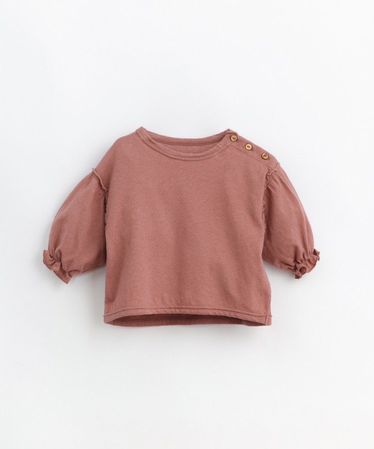 T-shirt with long sleeves in organic cotton and linen