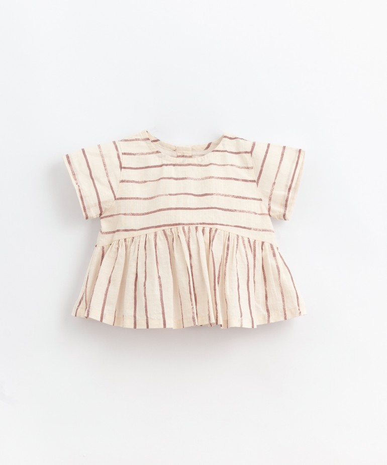Striped tunic in blend of organic cotton and cotton