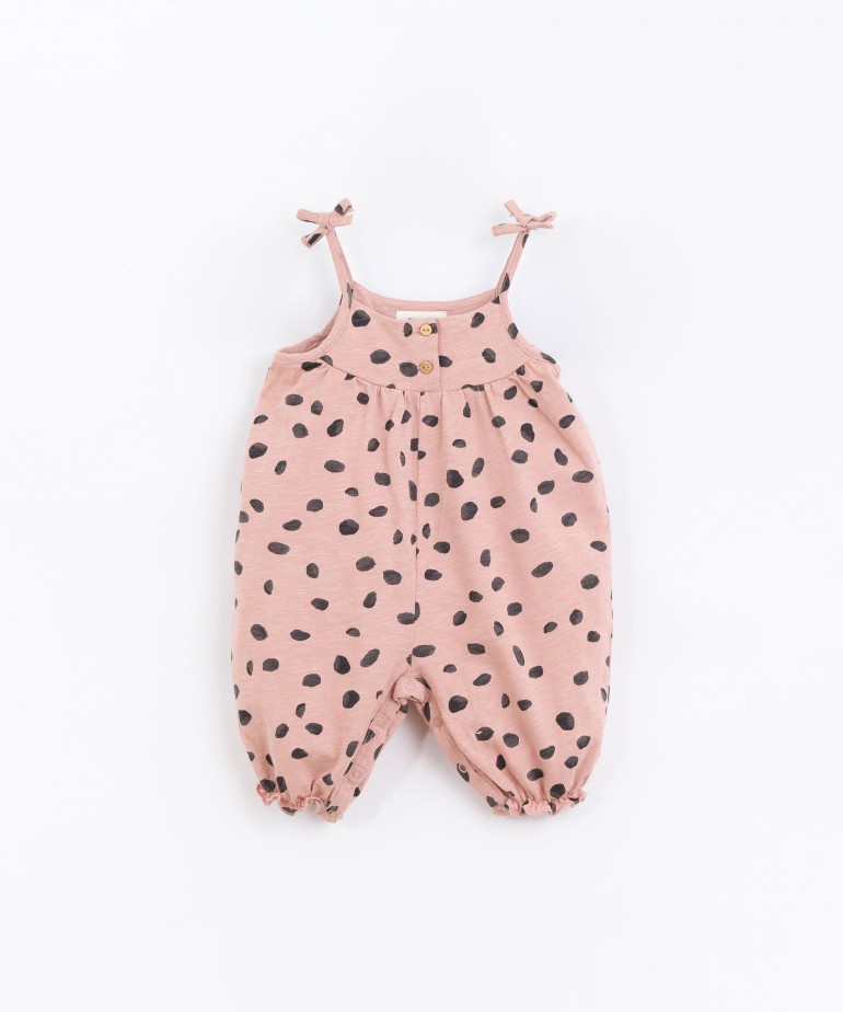 Jumpsuit in organic cotton with bows on the straps
