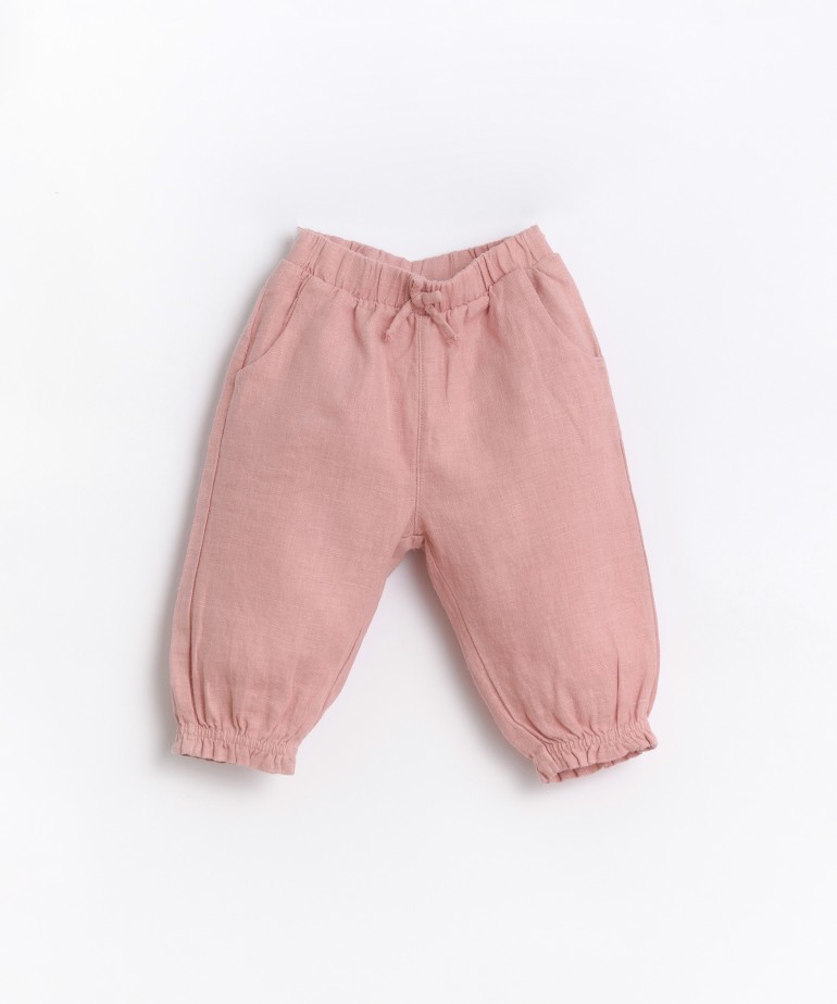Linen pants with elastic cuff