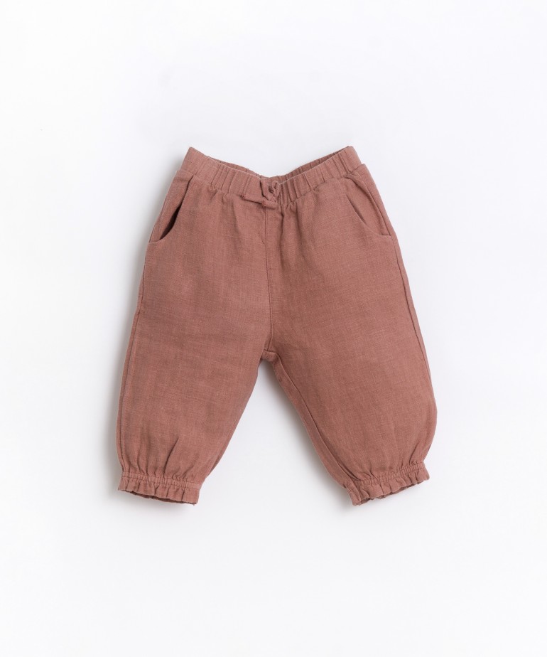 Linen pants with elastic cuff