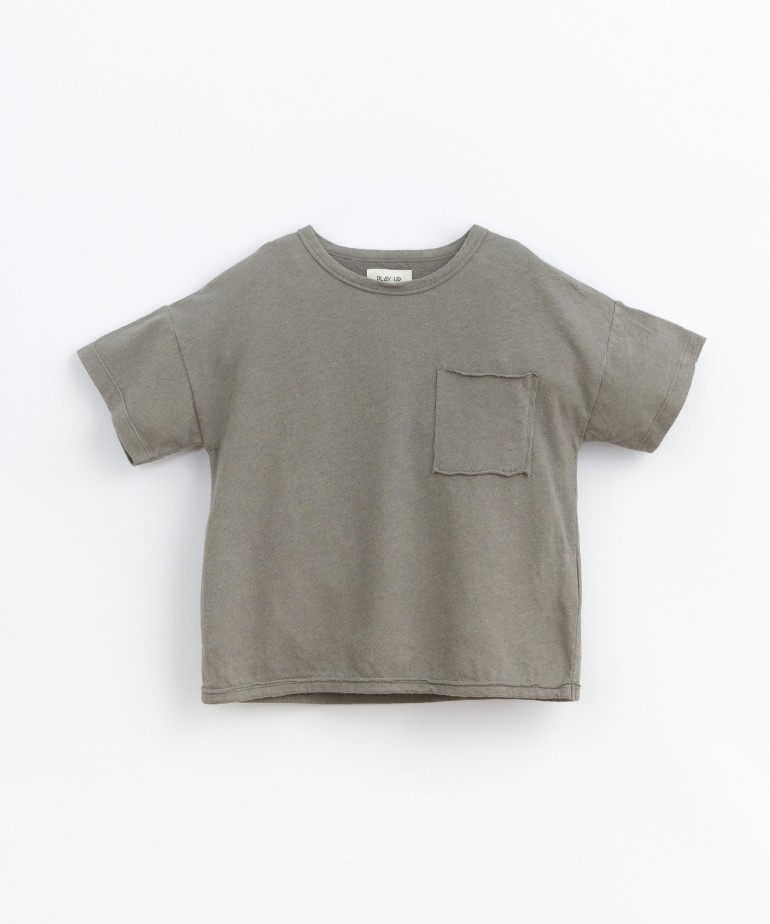 T-shirt em mistura de algodão orgânico e linho