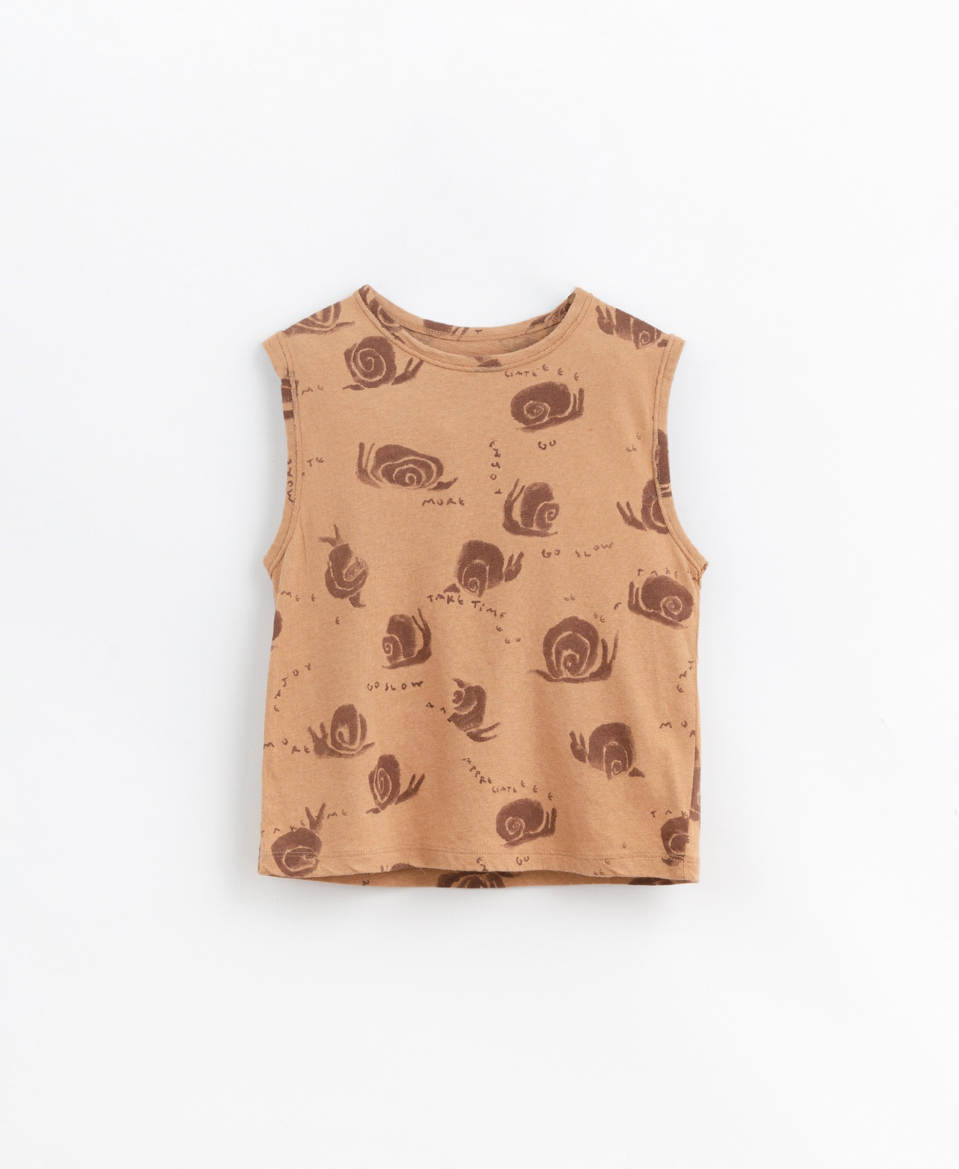 Sleeve-less t-shirt with snail print | Basketry