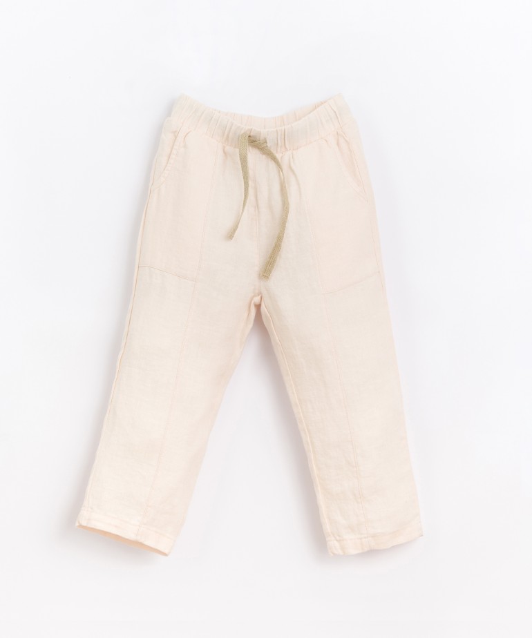 Linen pants with adjustable draw string