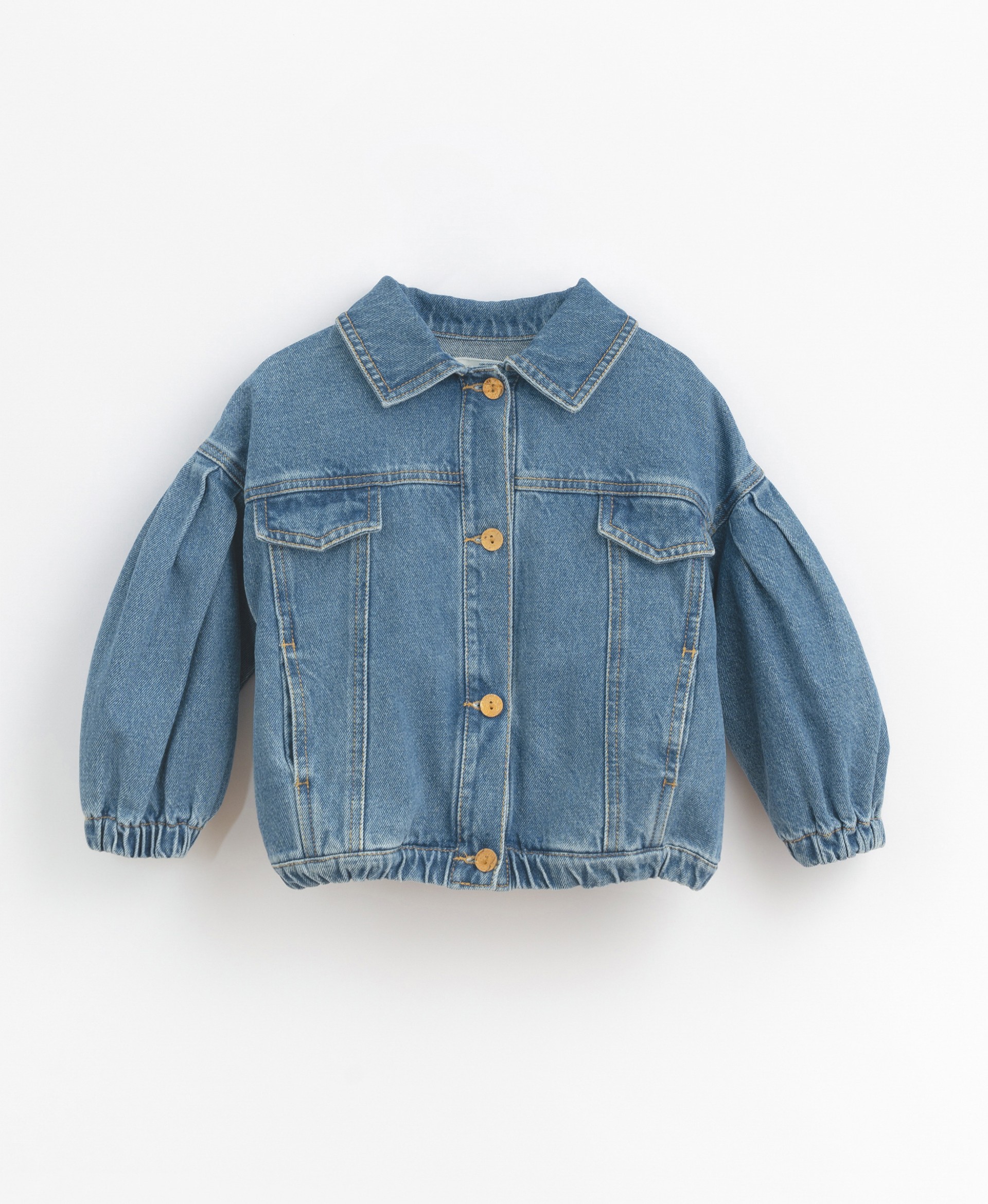 Denim jacket with cuff applications | Basketry