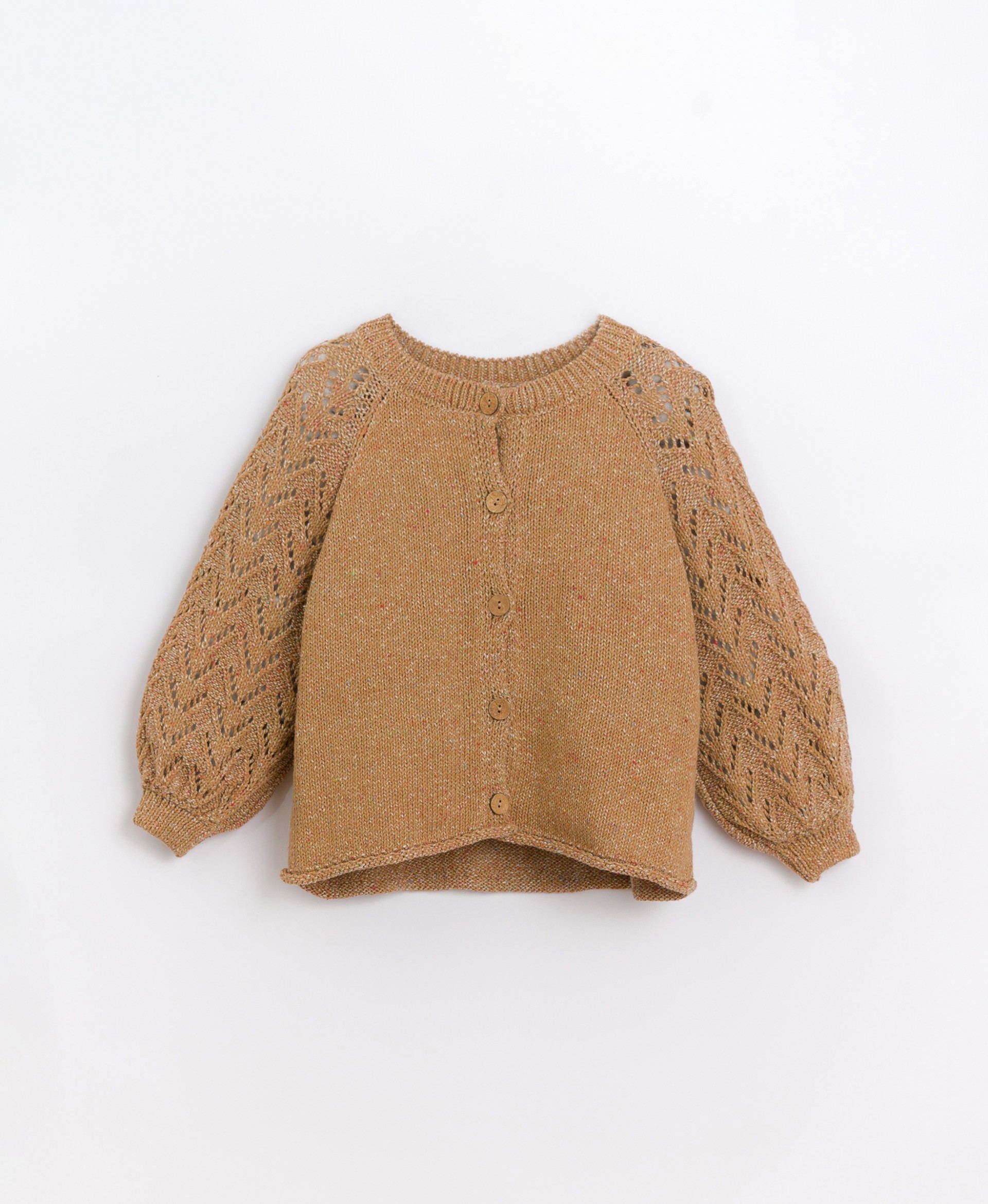 Knit jacket with coconut shell buttons | Basketry