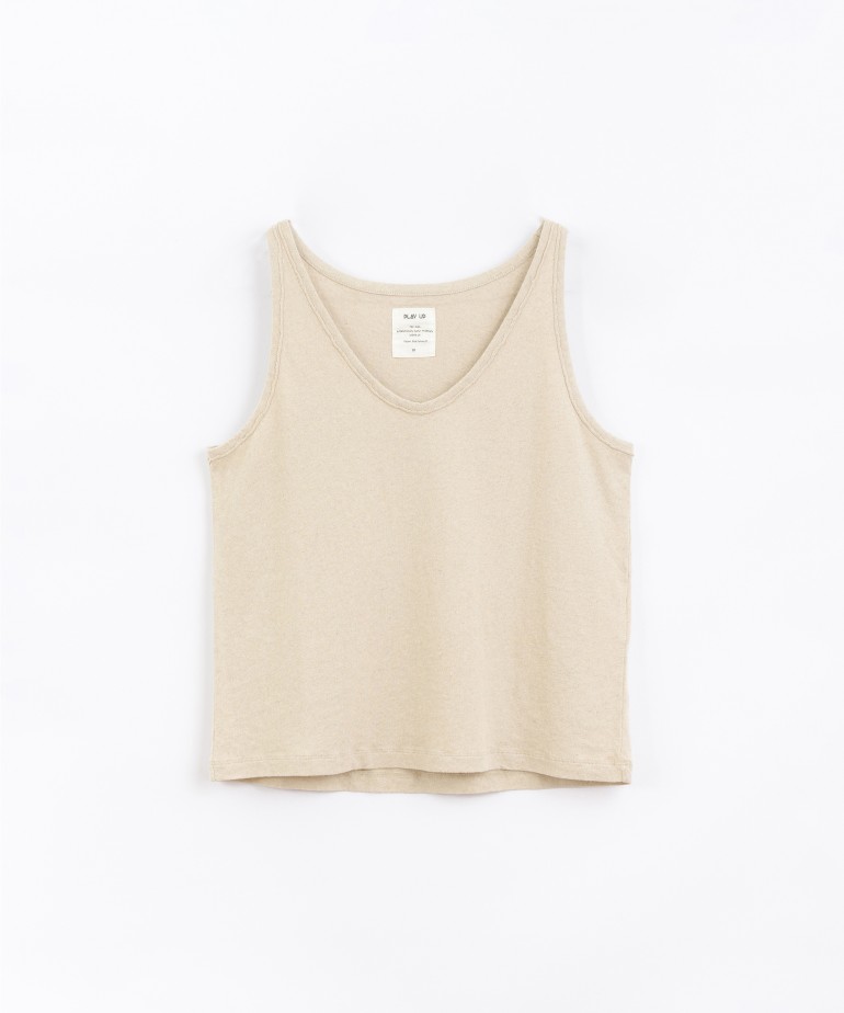 Top in organic cotton and linen blend