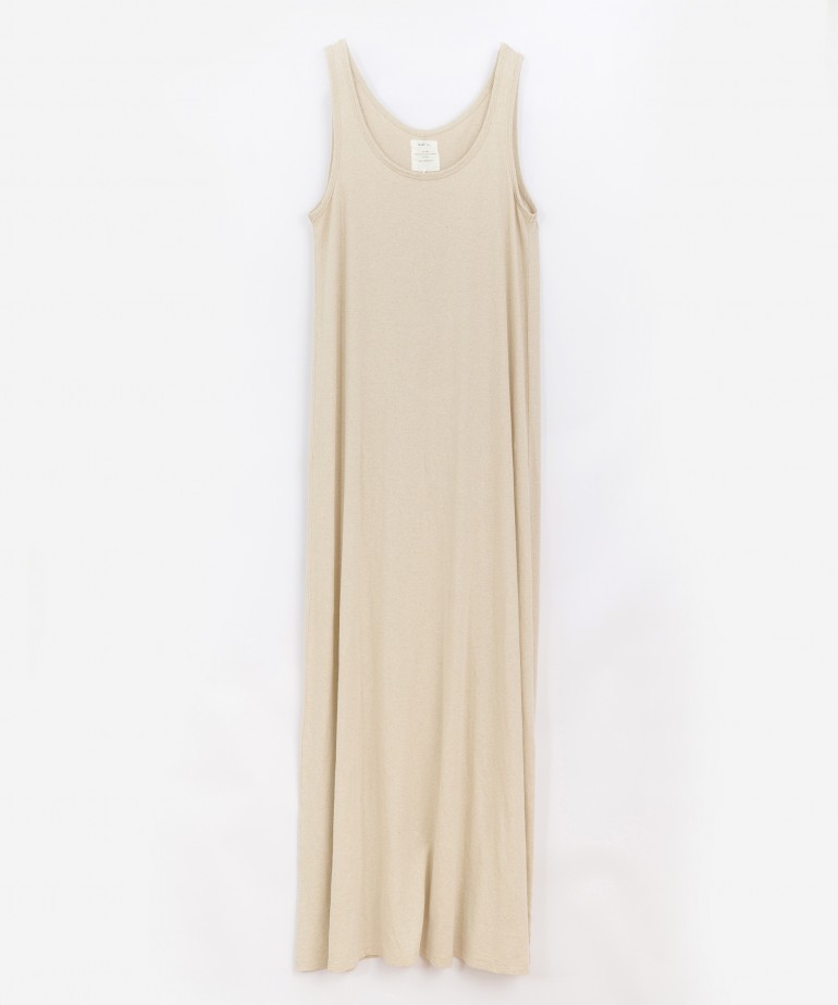 Long dress in organic cotton and linen blend