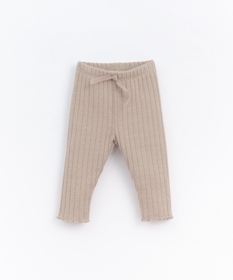 Jersey stitch ribbed leggings with decorative cord