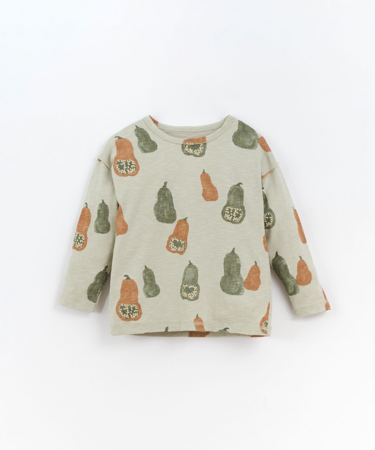 T-shirt em algodo orgnico com estampado de abboras