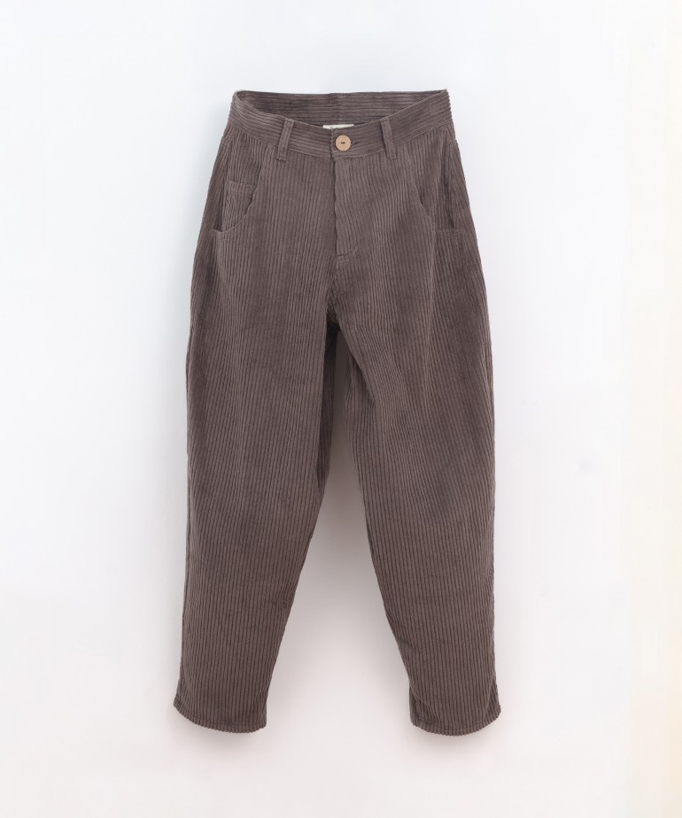 Corduroy trousers with coconut button