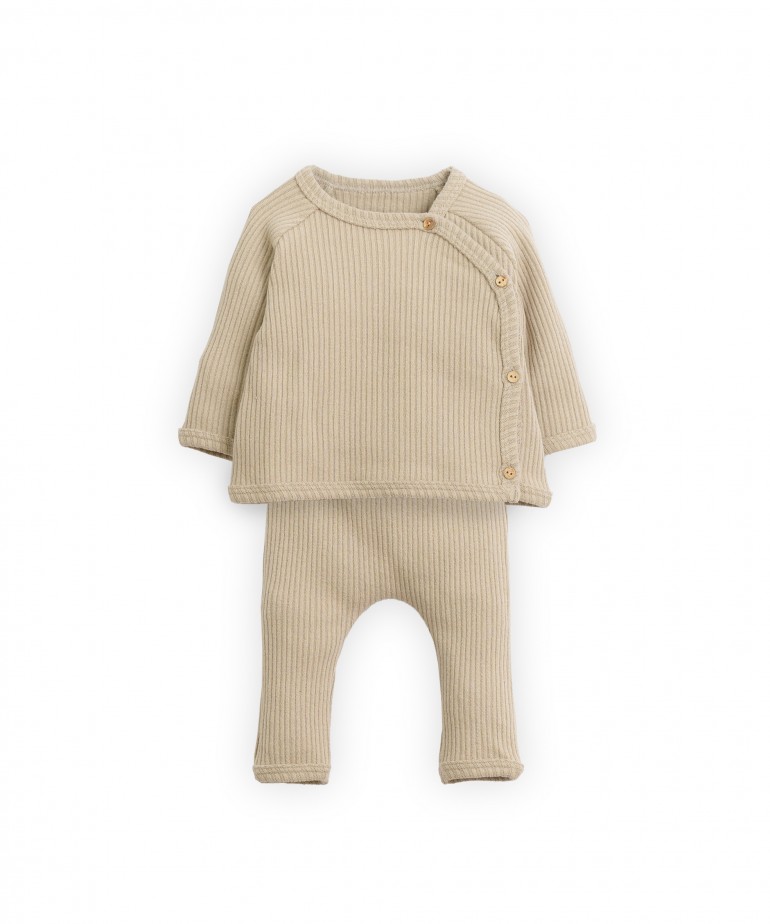 Rib knit jersey and trouser outfit
