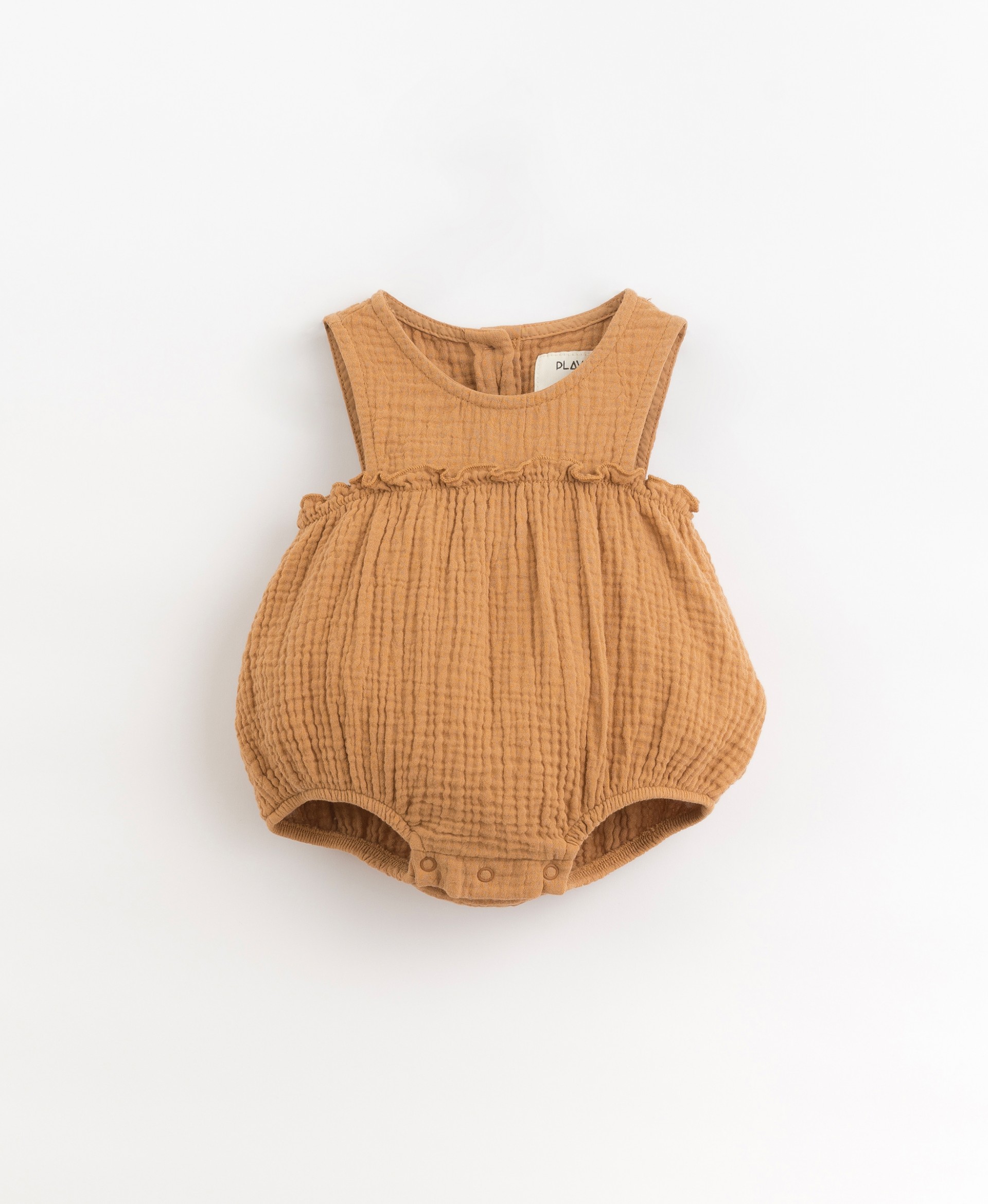 Woven jumpsuit with a frill on the chest | Organic Care