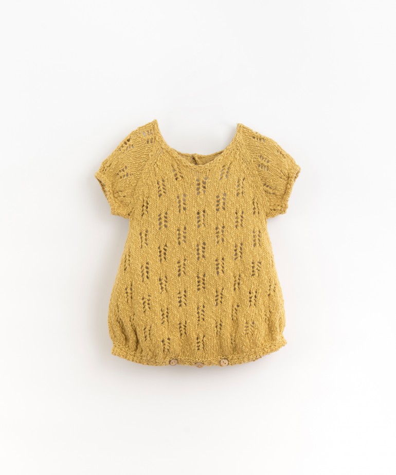 Knitted jumpsuit in a mixture of cotton and linen 