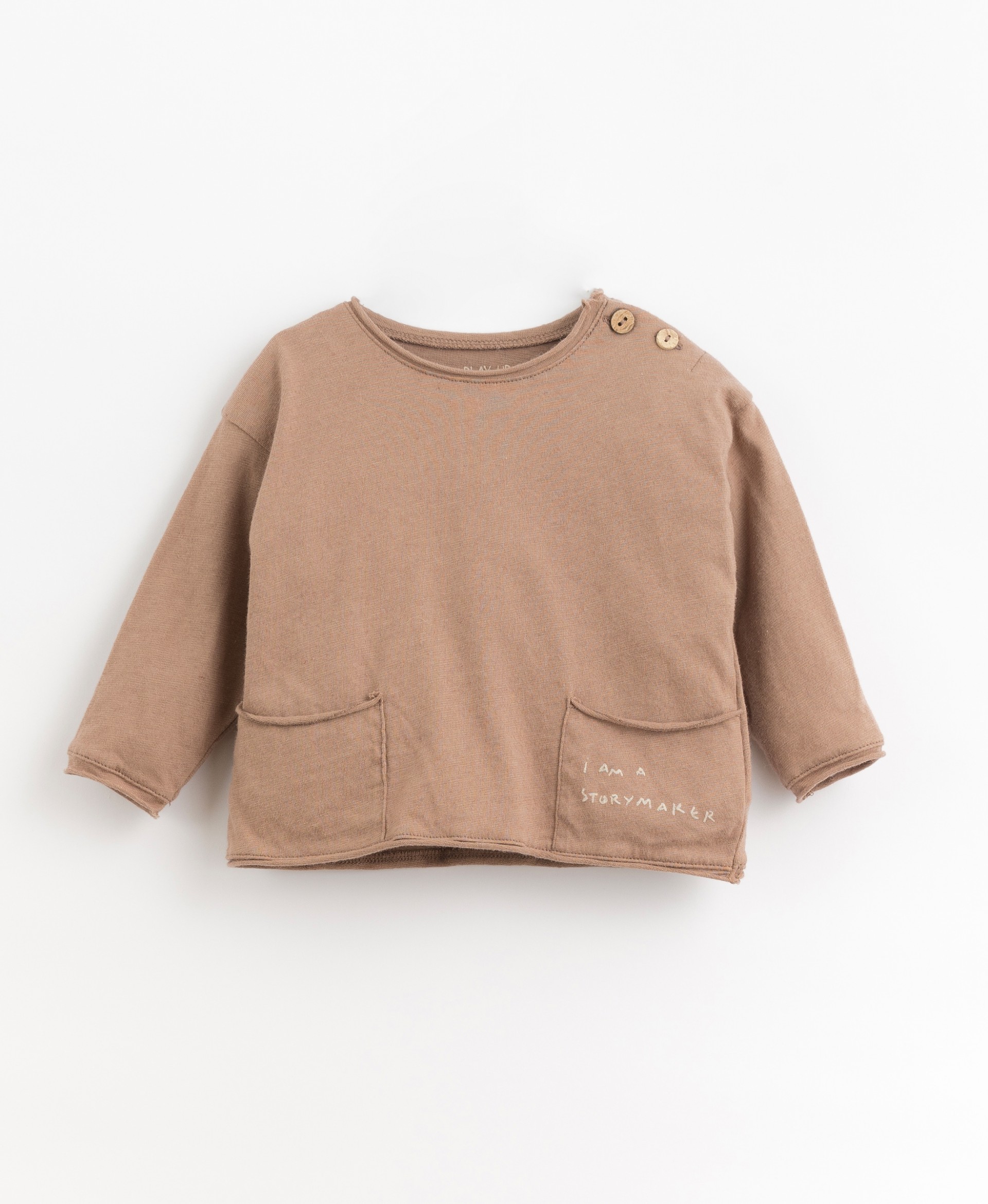 Long-sleeved T-shirt with writing on the pocket | Organic Care
