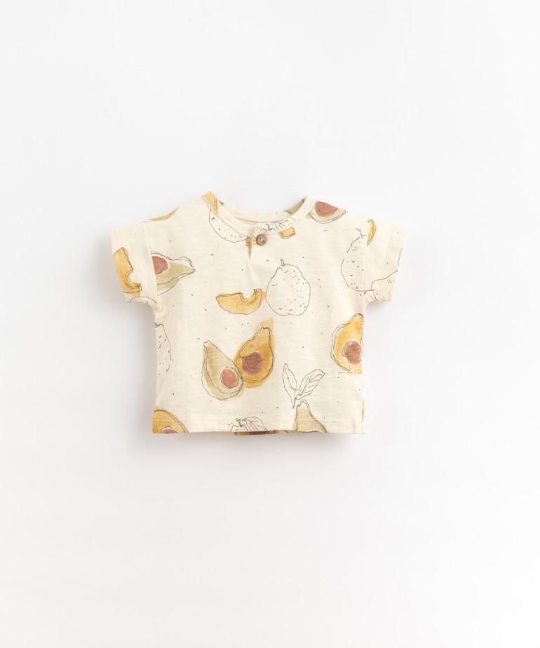 T-Shirt in cotone organico con stampa di avocadi
