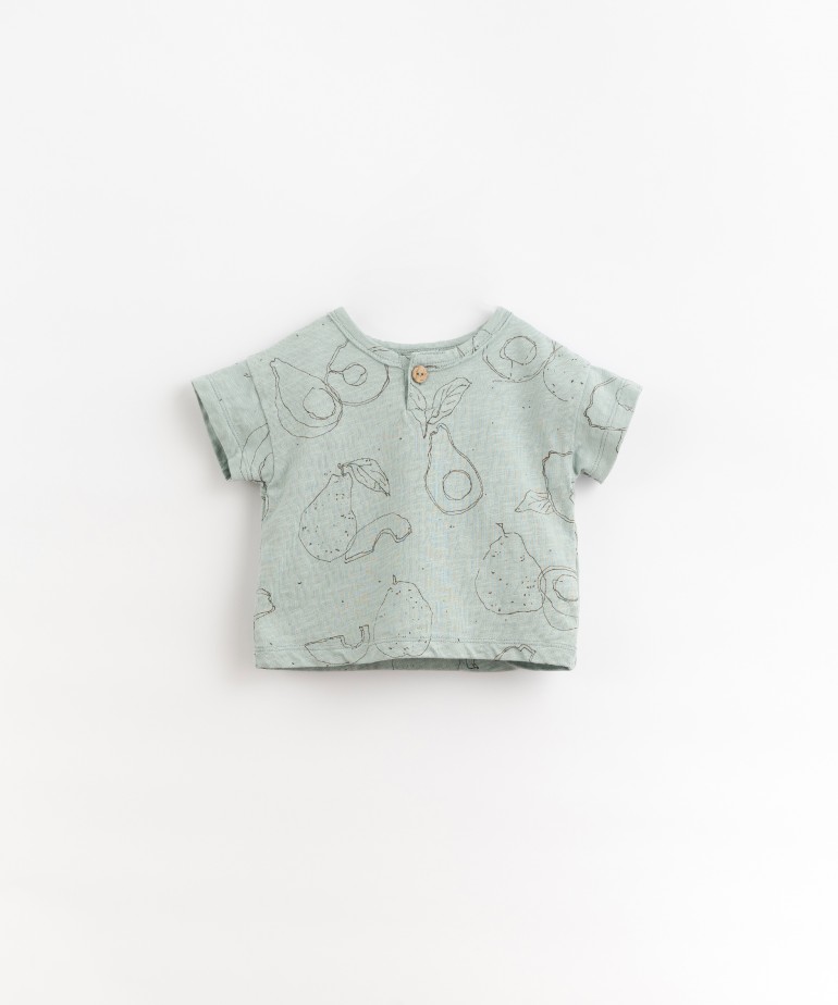 T-Shirt in cotone organico con stampa di avocadi