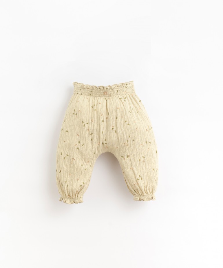 Jersey-stitch trousers in organic cotton with print